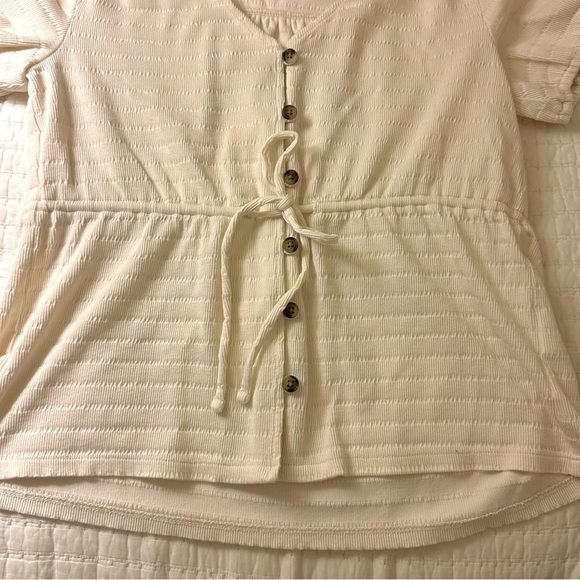 Madewell Puff-Sleeve Drawstring Top Antique Cream Small - Picture 5 of 5